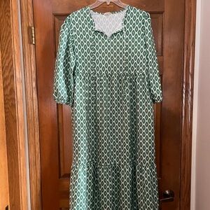 Silk & Salt Green Patterned Women's Dress Size S